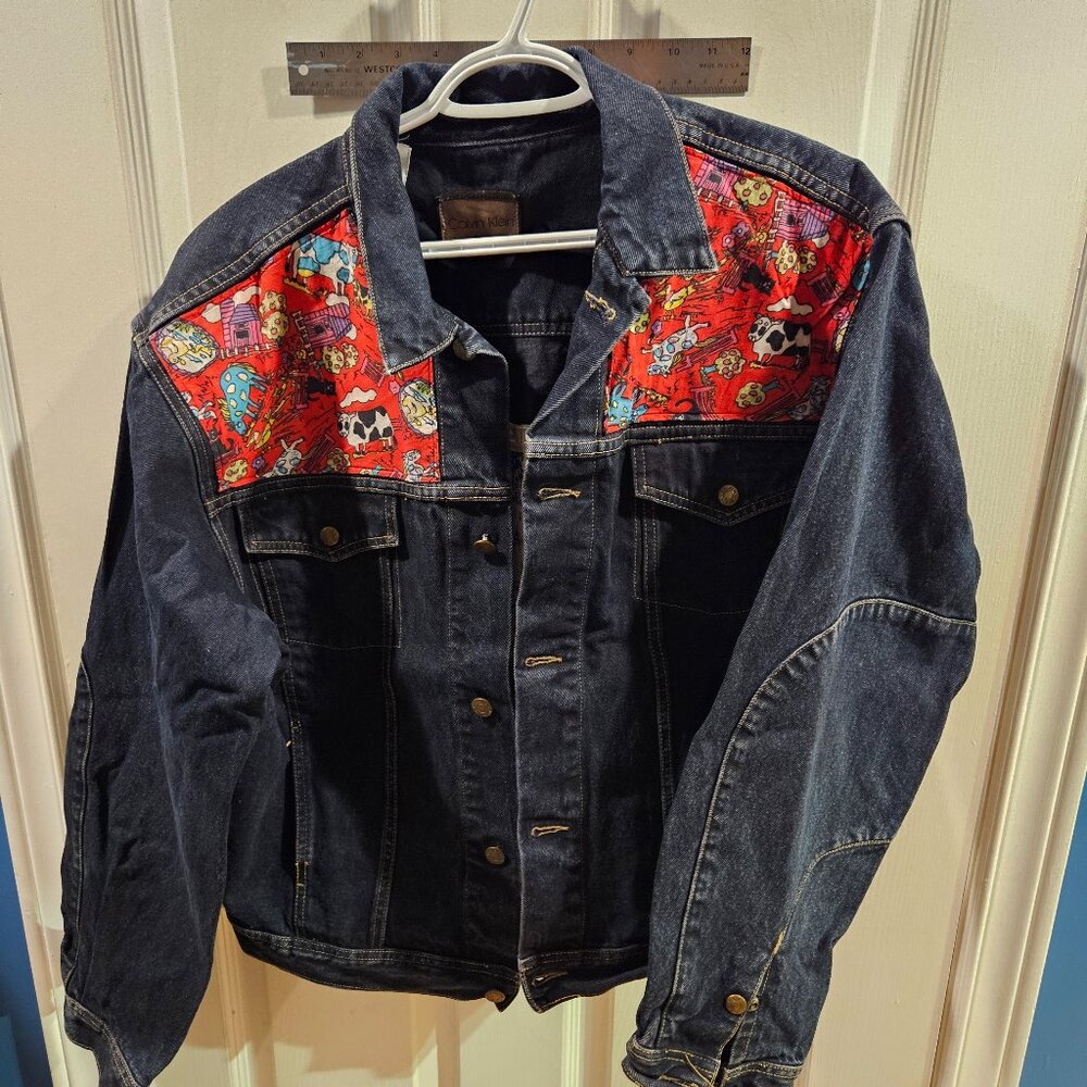 Custom Calvin Klein Black Blue Zone Jean Jacket